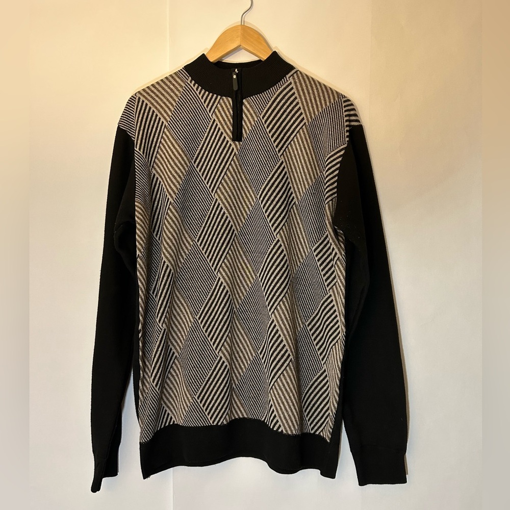 Men’s Studio by Omega XL Quarter Zip Multicolor Black/Grey/Brown Sweater